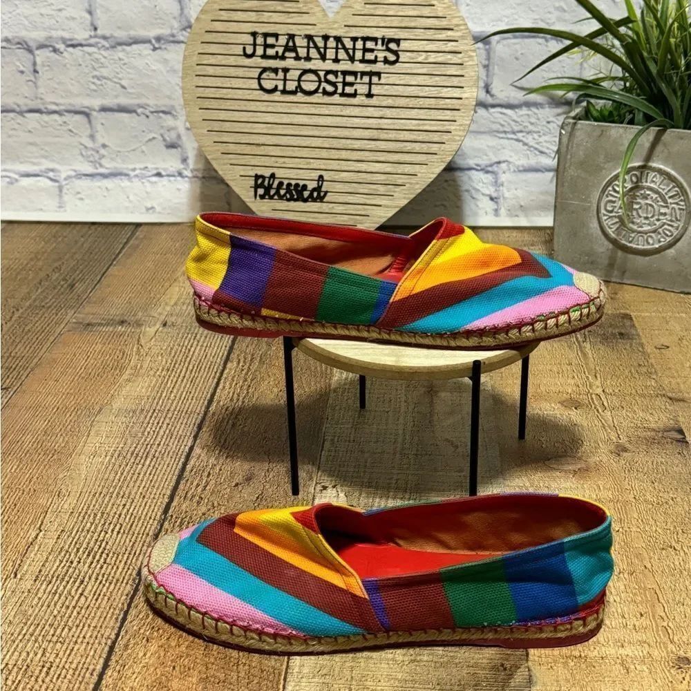 Valentino Multicolor Chevron Print Canvas Espadrilles Size 40